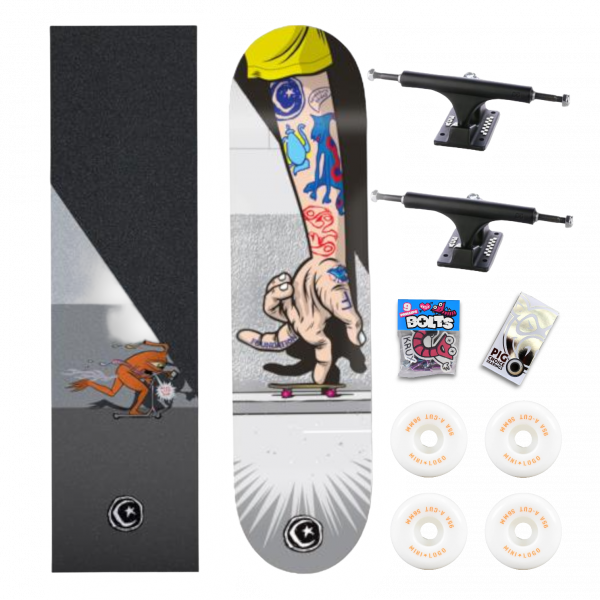 Skateboard Komplett Set Push_Set_Push_Grip_ACE33_matte_blk_minilogo56-Bolts_Pig_Choice